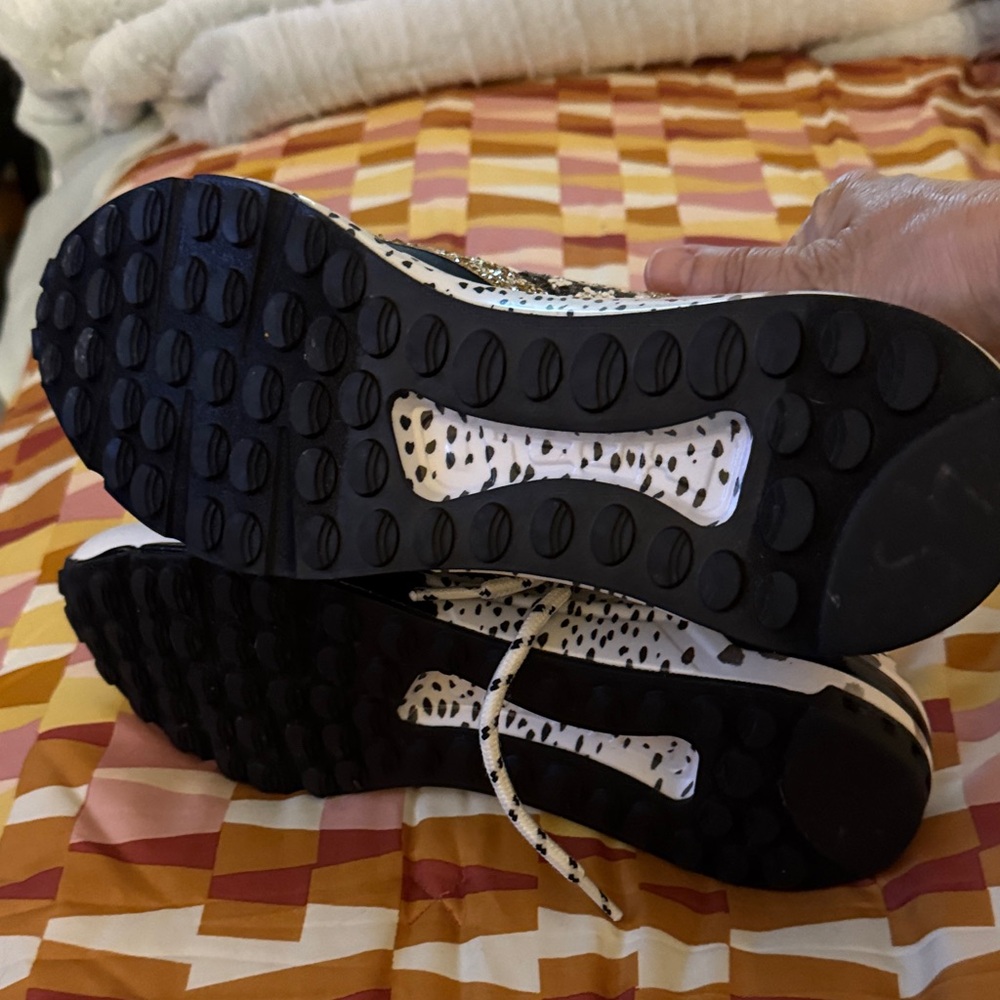 Steve Madden Black and White Glitter Sneakers - Picture 3 of 3